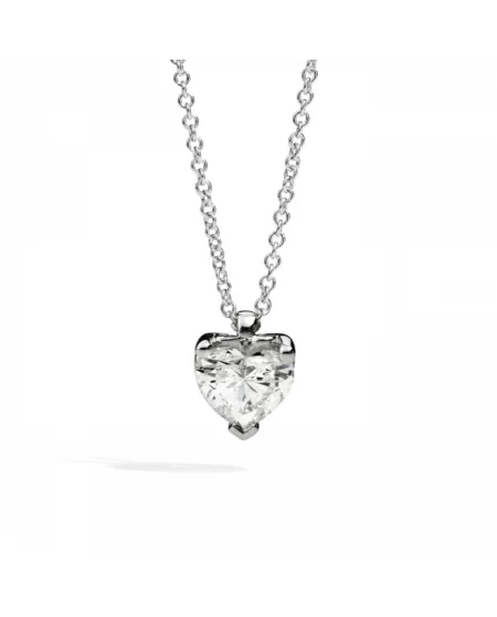 Girocollo Punto Luce Recarlo Anniversary Love in Oro Bianco con Diamante a Cuore