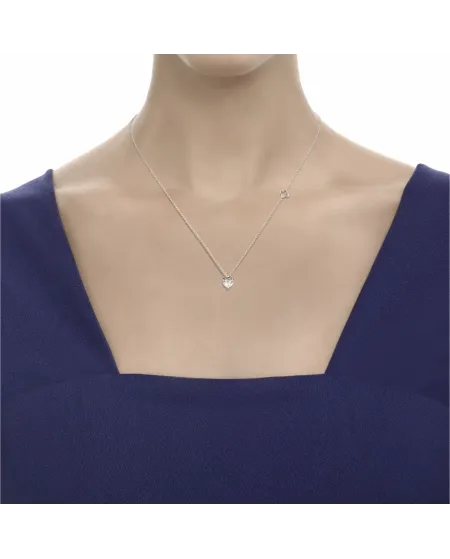 Girocollo Punto Luce Recarlo Anniversary Love in Oro Bianco con Diamante a Cuore