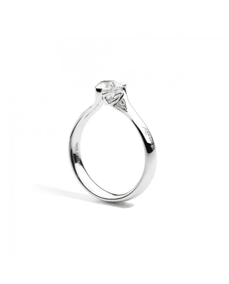 Valentin Recarlo Anniversary Love Solitaire Ring in White Gold with Heart-Shaped Diamond