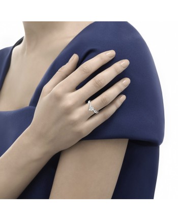 Anello Solitario Valentin Recarlo Anniversary Love in Oro Bianco con Diamante a Cuore