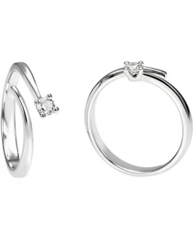 Anello Solitario Fantasia Recarlo Principesse in Oro Bianco con Diamante