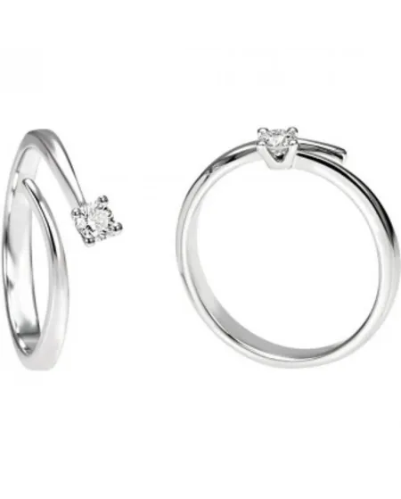 Anello Solitario Fantasia Recarlo Principesse in Oro Bianco con Diamante