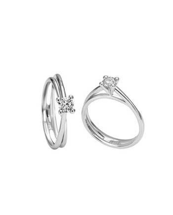 Bague solitaire anniversaire Recarlo en or blanc avec diamant
