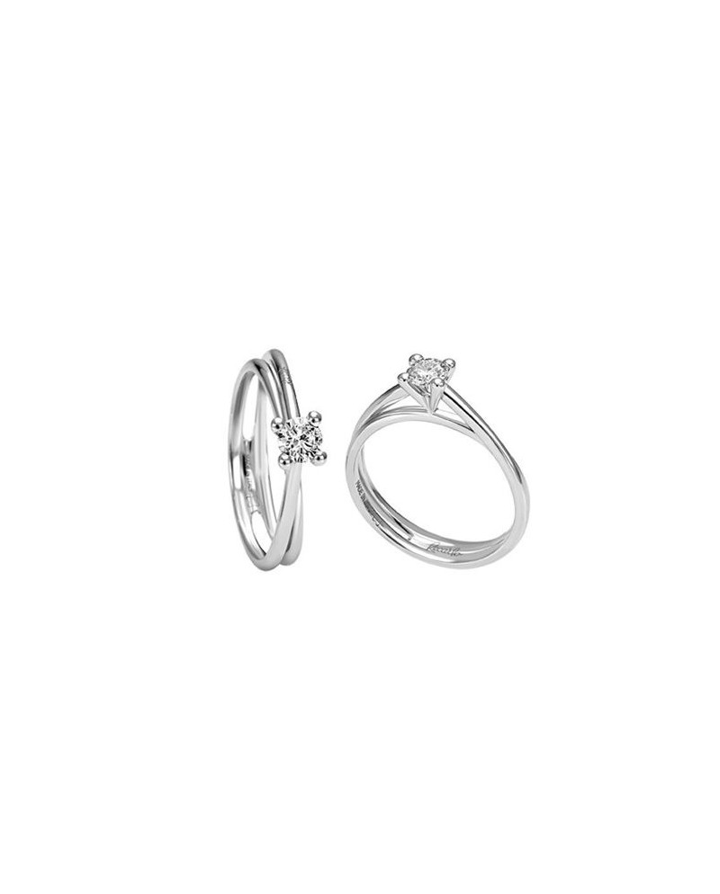 Bague solitaire anniversaire Recarlo en or blanc avec diamant