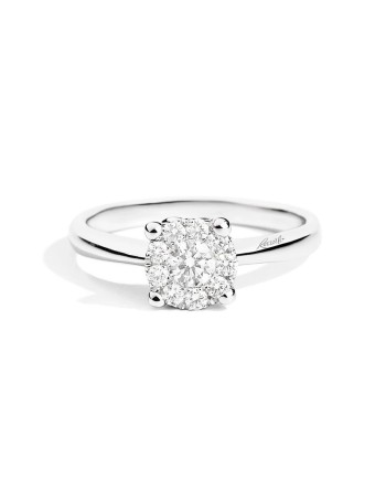 Bague solitaire Recarlo Love Knot en or blanc avec diamants
