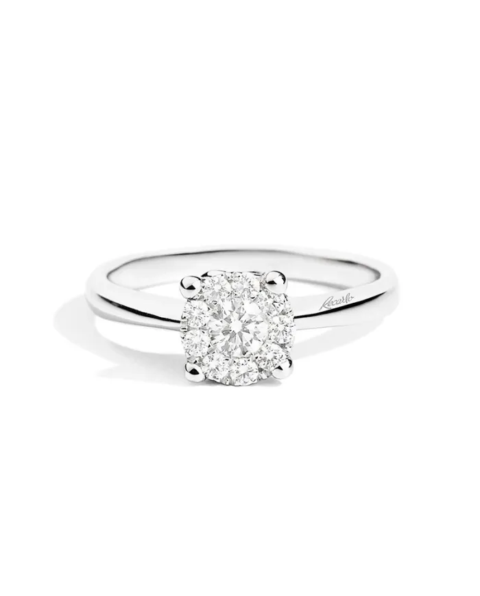 Recarlo Love Knot Solitaire Ring in White Gold with Diamonds