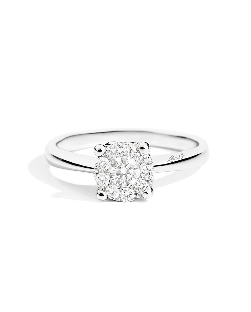Bague solitaire Recarlo Love Knot en or blanc avec diamants