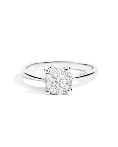 Anello Solitario Recarlo Nodo D'Amore in Oro Bianco con Diamanti