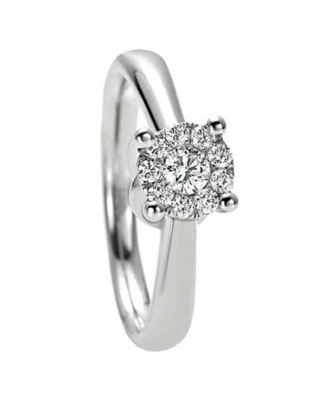 Anello Solitario Recarlo Nodo D'Amore in Oro Bianco con Diamanti