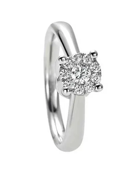 Anello Solitario Recarlo Nodo D'Amore in Oro Bianco con Diamanti