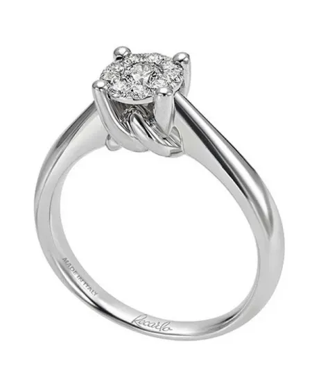 Bague solitaire Recarlo Love Knot en or blanc avec diamants