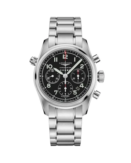 Cronografo Longines Spirit con Quadrante Nero e Bracciale in Acciaio