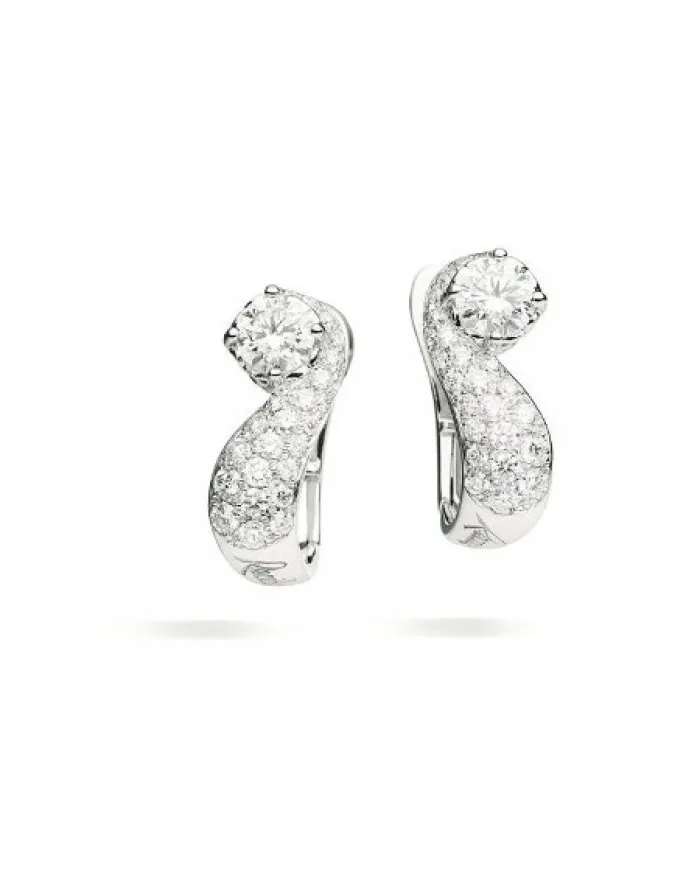 Orecchini Punto Luce Recarlo Anniversary in Oro Bianco con Pavè di Diamanti