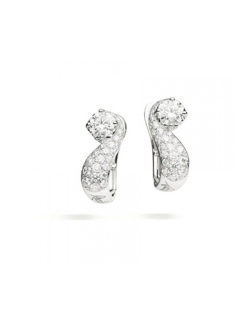 Orecchini Punto Luce Recarlo Anniversary in Oro Bianco con Pavè di Diamanti