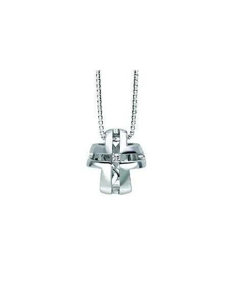 Recarlo Lucrezia White Gold Choker with Cross and Diamond