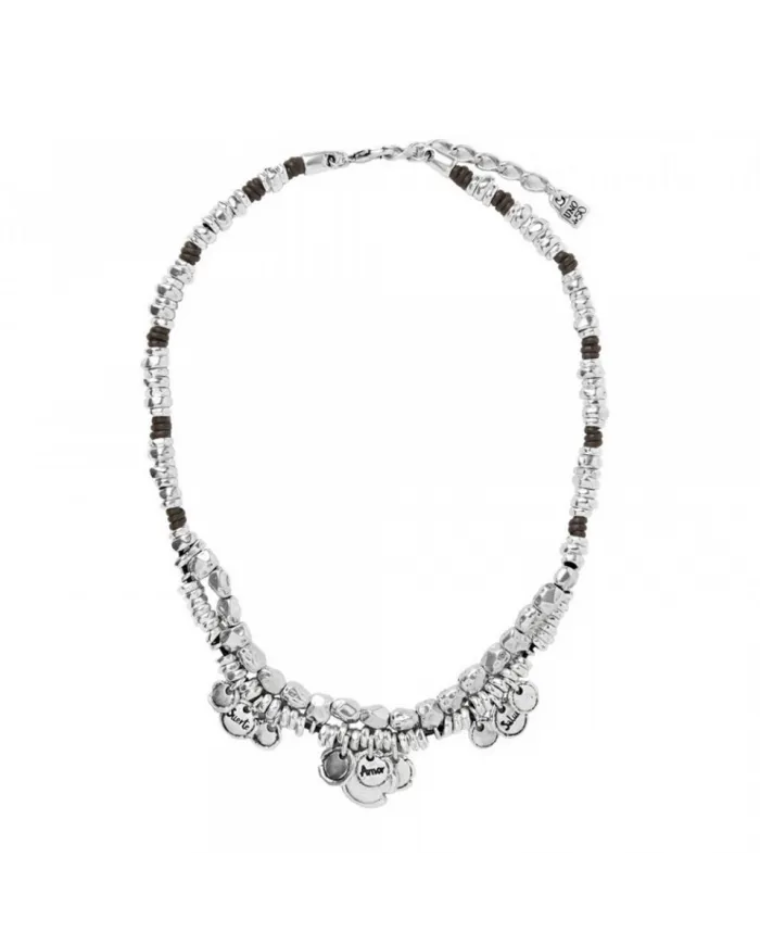 Uno De 50 Armour You Leather and Silver Necklace