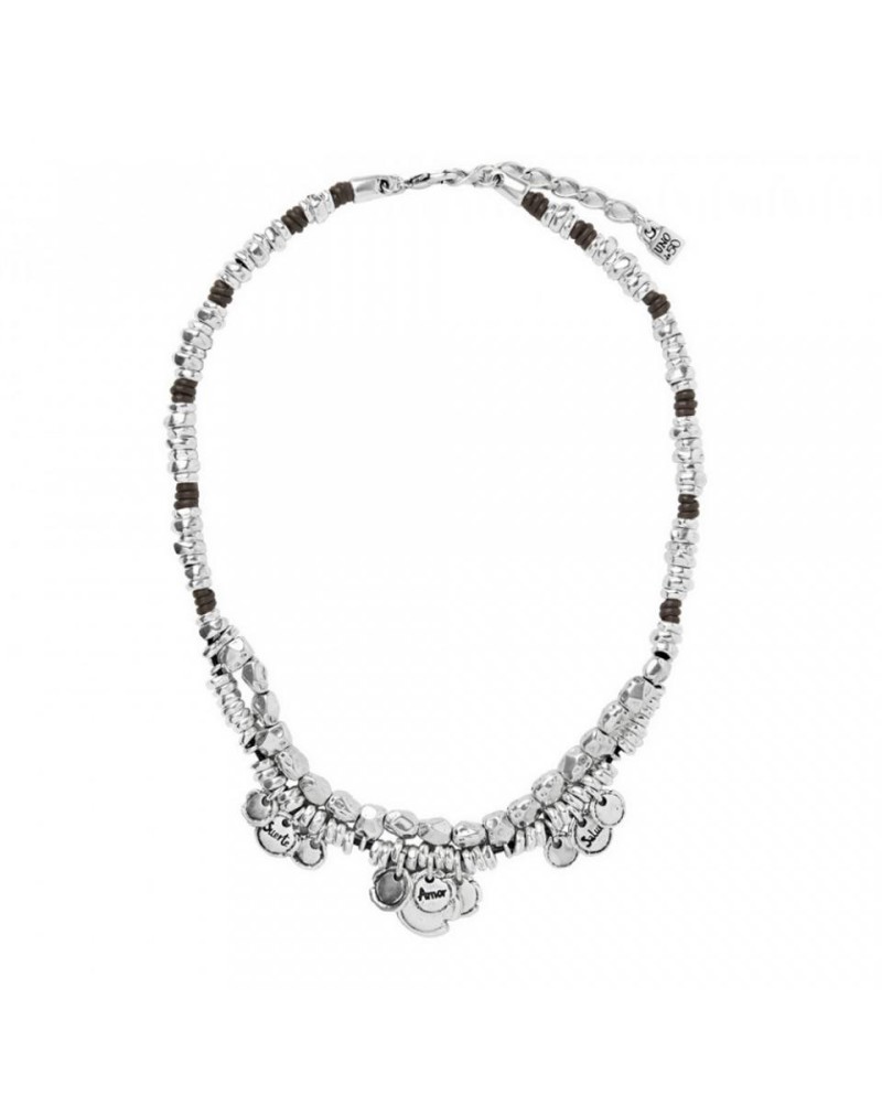 Collier Uno De 50 Armour You en cuir et argent