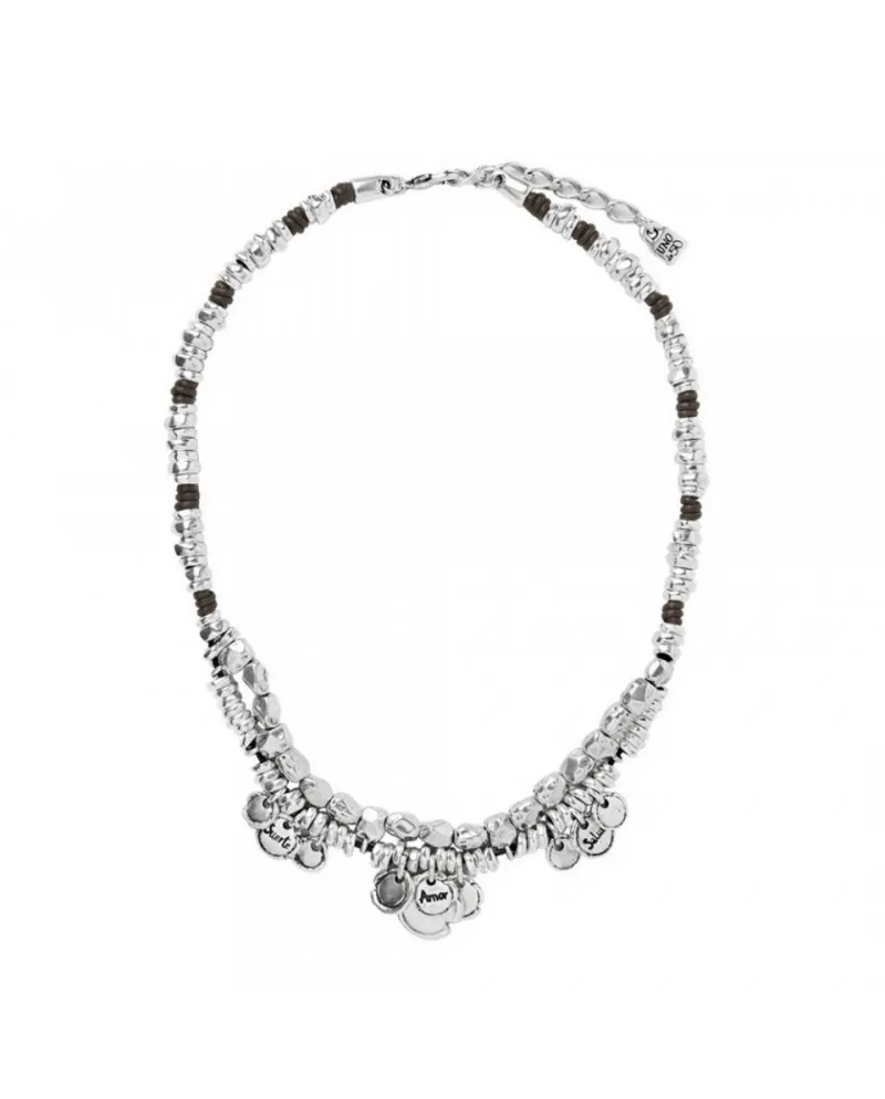 Uno De 50 Armour You Leather and Silver Necklace