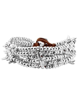 Bracciale Uno De 50 Lovely in Cuoio e Argento