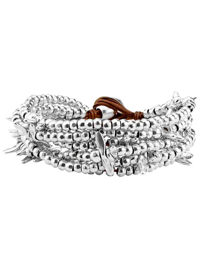 Bracciale Uno De 50 Lovely in Cuoio e Argento