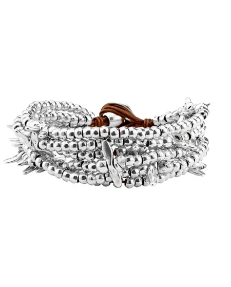 Bracciale Uno De 50 Lovely in Cuoio e Argento