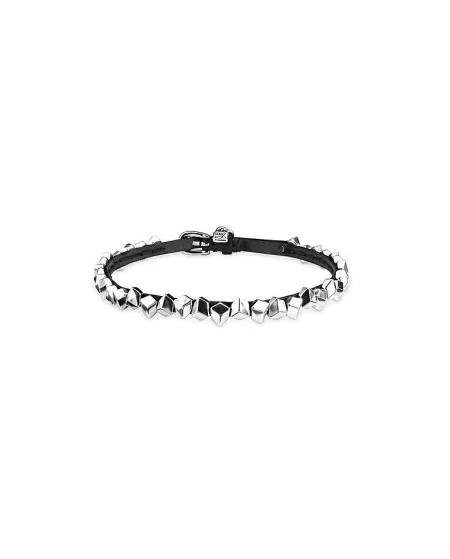 Bracciale Uno De 50 Ice Cubes in Cuoio e Argento