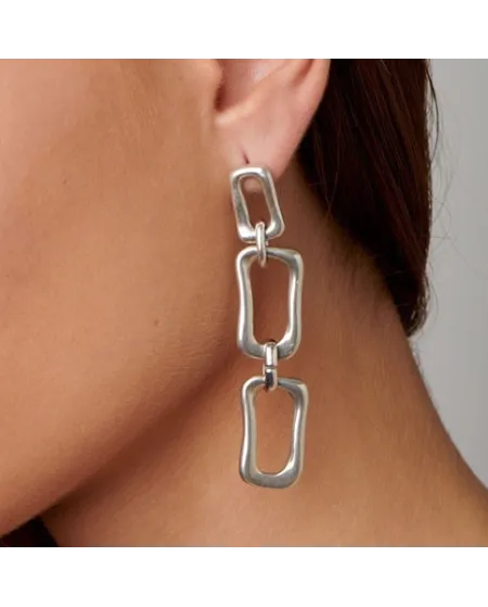 Orecchini Uno De 50 Chain By Chain in Argento
