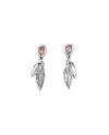 Orecchini Uno De 50 Mirame in Argento con Cristalli Swarovski Rosa e Pendenti Piuma