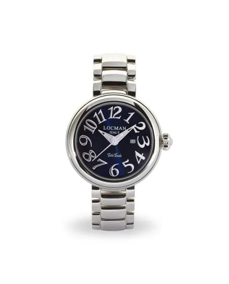 montre en acier Locman Tuttotondo à affichage de l'heure uniquement