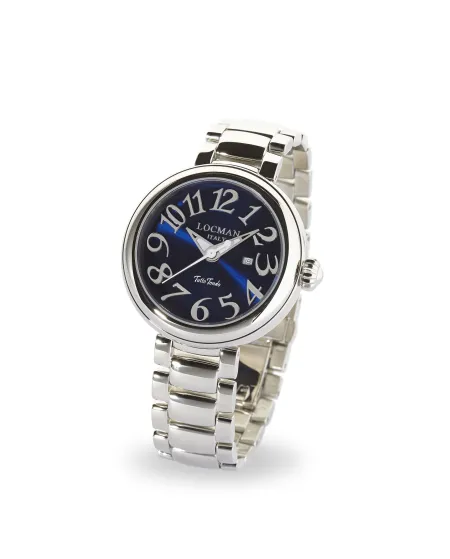 montre en acier Locman Tuttotondo à affichage de l'heure uniquement