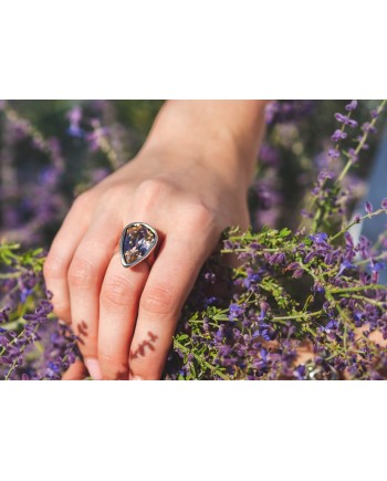 Bague Uno De 50 Pavonearse en argent avec cristal Swarovski rose