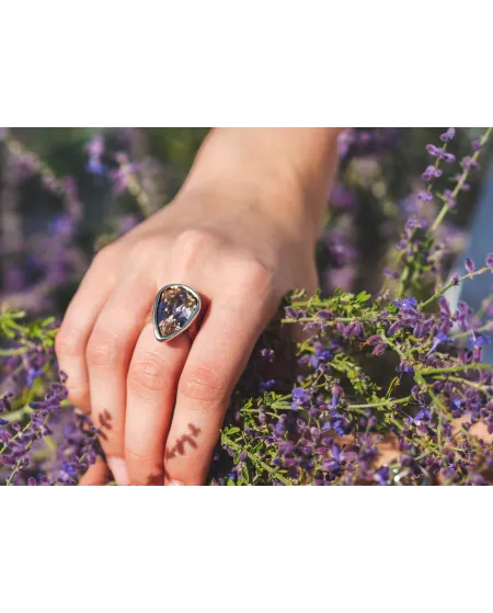 Bague Uno De 50 Pavonearse en argent avec cristal Swarovski rose