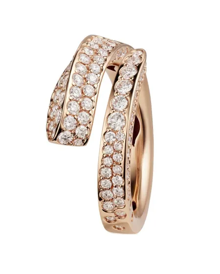 Bague de style Crivelli en or rose sertie de diamants pavés