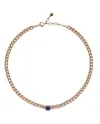 Collier Crivelli Groumette en or rose avec diamants et saphir bleu
