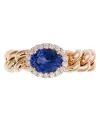 Anello Crivelli Groumette in Oro Rosa con Diamanti e Zaffiro Blu