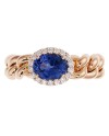 Crivelli Groumette Ring in Rose Gold with Diamonds and Blue Sapphire