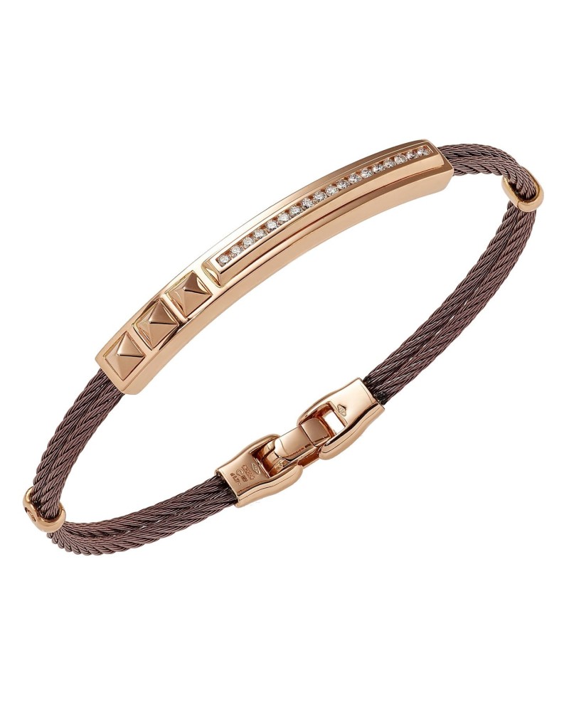 Bracciale da Uomo Crivelli in Oro Rosa e Acciaio con Diamanti