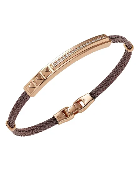Bracciale da Uomo Crivelli in Oro Rosa e Acciaio con Diamanti
