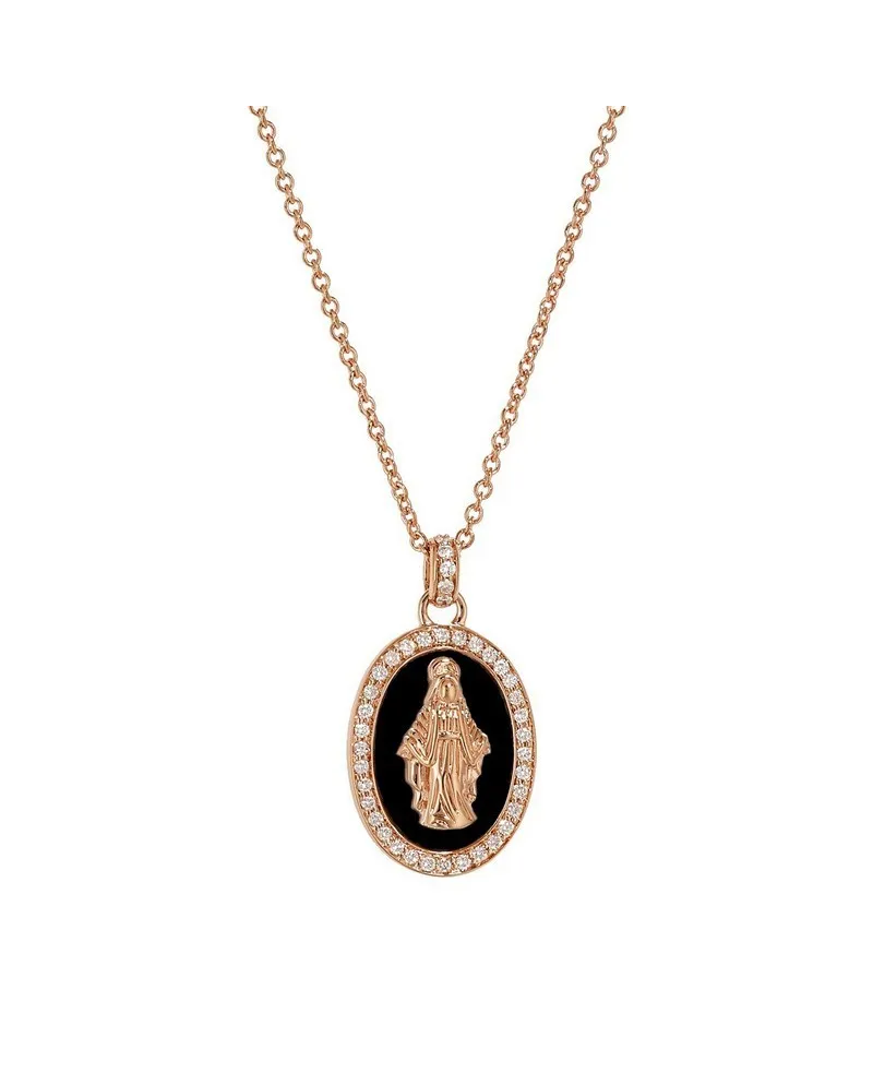 Girocollo Crivelli in Oro Rosa e Onice con Immagine Madonnina