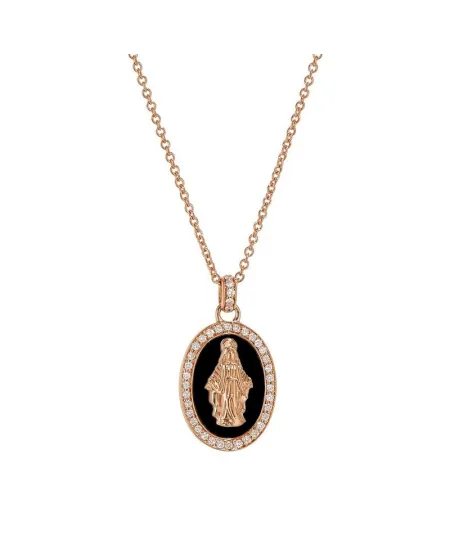 Crivelli Rose Gold and Onyx Choker with Madonna Image