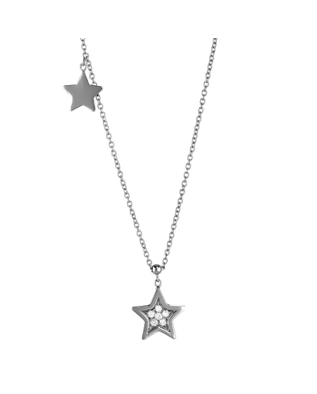 Girocollo Crivelli in Oro Bianco con Ciondolo Stella con Diamanti