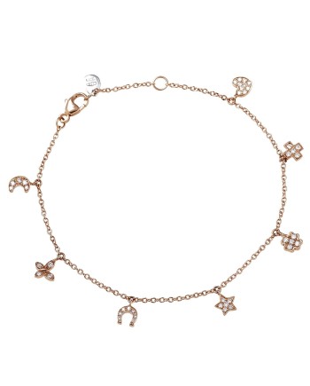 Bracciale Crivelli Fantasia in Oro Rosa con Ciondoli e Diamanti