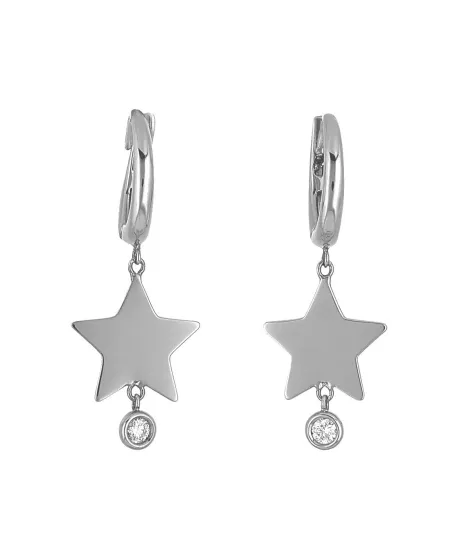 Orecchini Crivelli in Oro Bianco e Diamanti con Stella Pendente