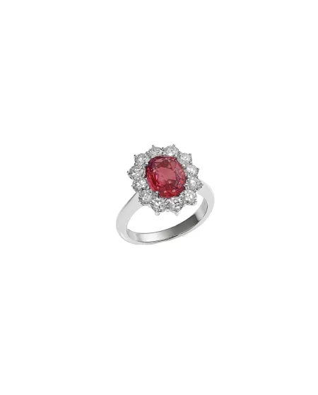 Anello Crivelli in Oro Bianco con Diamanti e Rubino