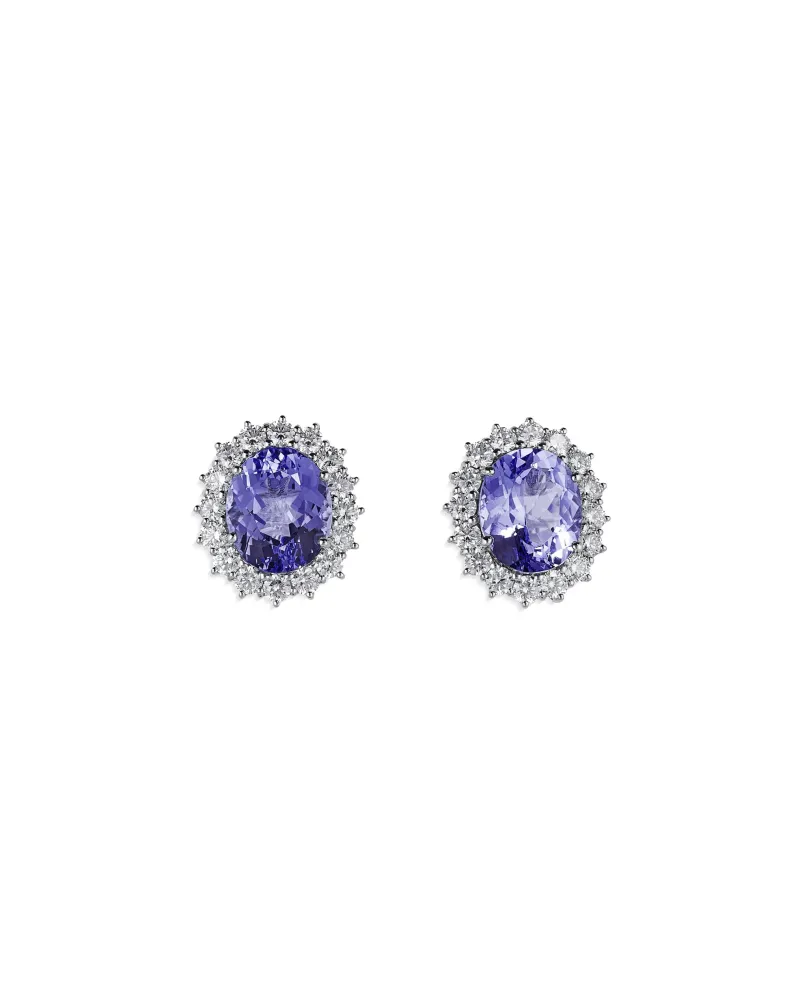 Orecchini Crivelli in Oro Bianco e Diamanti con Zaffiri Blu Orecchini Crivelli in Oro Bianco e Diamanti con Zaffiri Blu
