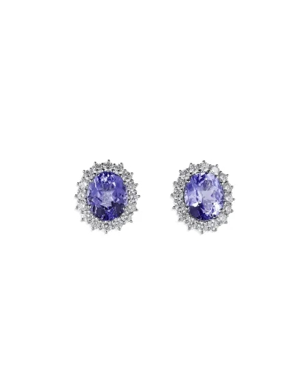Orecchini Crivelli in Oro Bianco e Diamanti con Zaffiri Blu