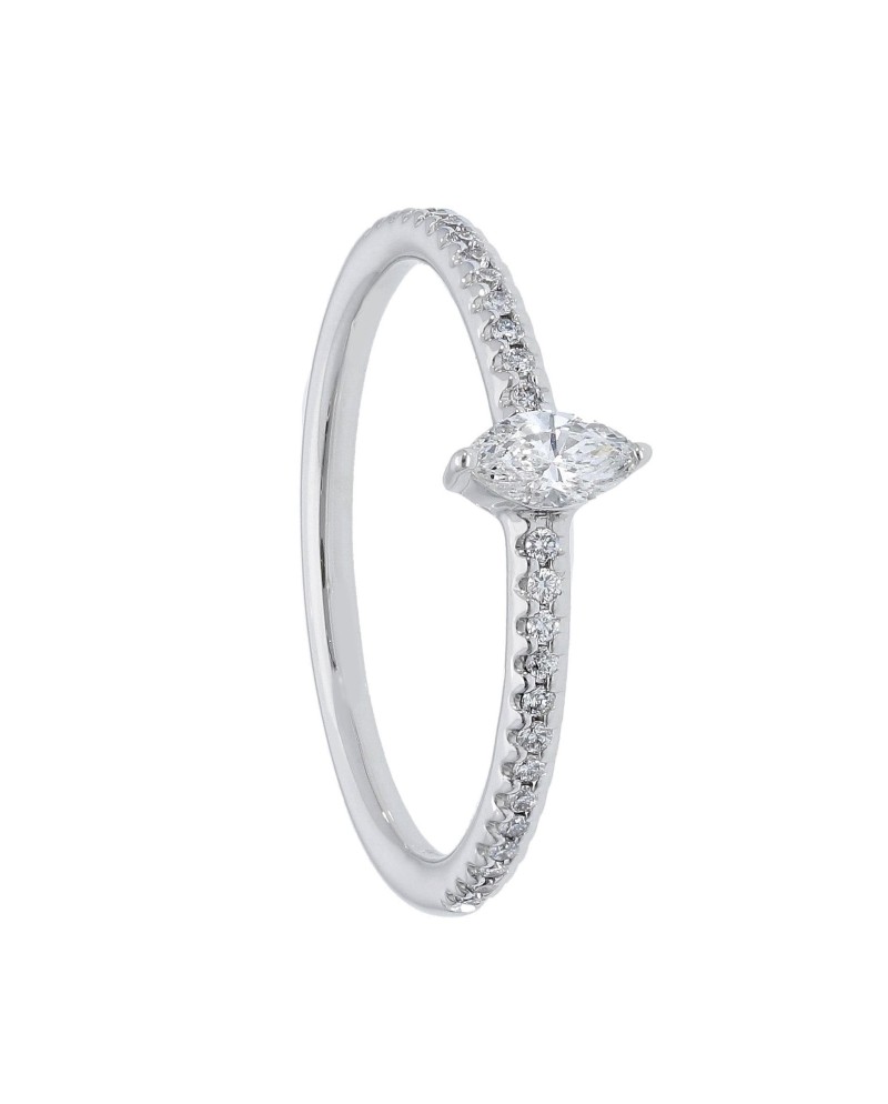 Anello Casella Gioielli in Oro Bianco con Diamanti