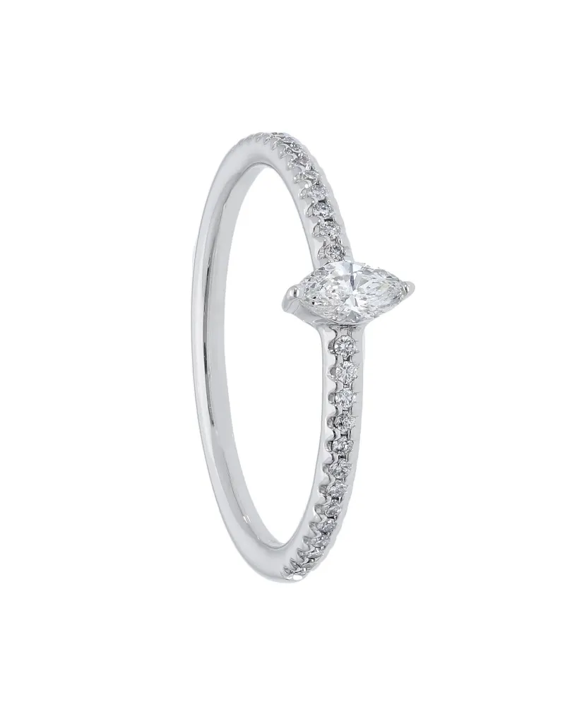 Anello Casella Gioielli in Oro Bianco con Diamanti