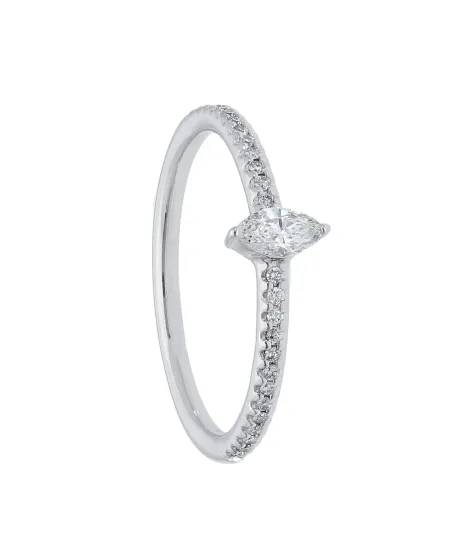 Anello Casella Gioielli in Oro Bianco con Diamanti