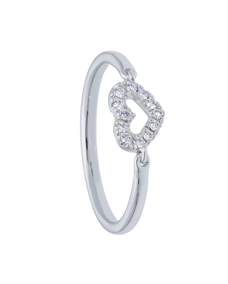 Bague Casella Gioielli en or blanc avec cœur en diamant